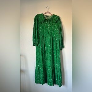 Who What Wear Green Floral Peter Pan Collar Dress With Pockets Women’s Medium